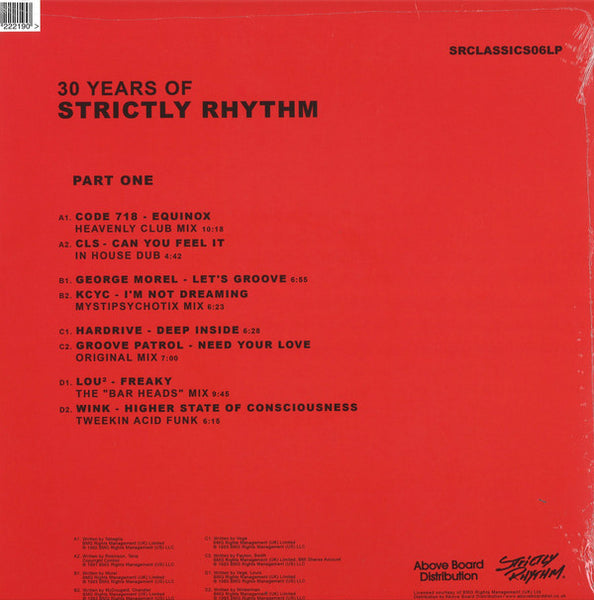 Various ‎– 30 Years Of Strictly Rhythm Part One - New 2 Lp Record 2020 Strictly Rhythm UK Import Vinyl - House / Deep House / Acid House
