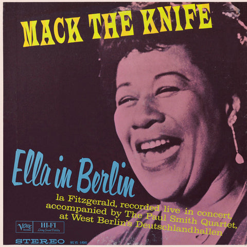 Ella Fitzgerald – Mack The Knife - Ella In Berlin - VG+ LP Record 1960 Verve USA Stereo Vinyl - Jazz / Bop