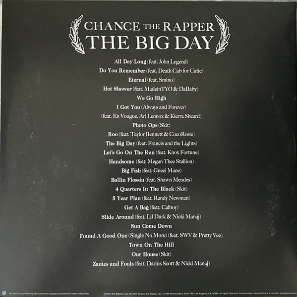 Chance The Rapper – The Big Day - Mint- 2 LP Record 2020 Self Released USA Cloudy Clear Vinyl - Hip Hop / Gospel - Shuga Records