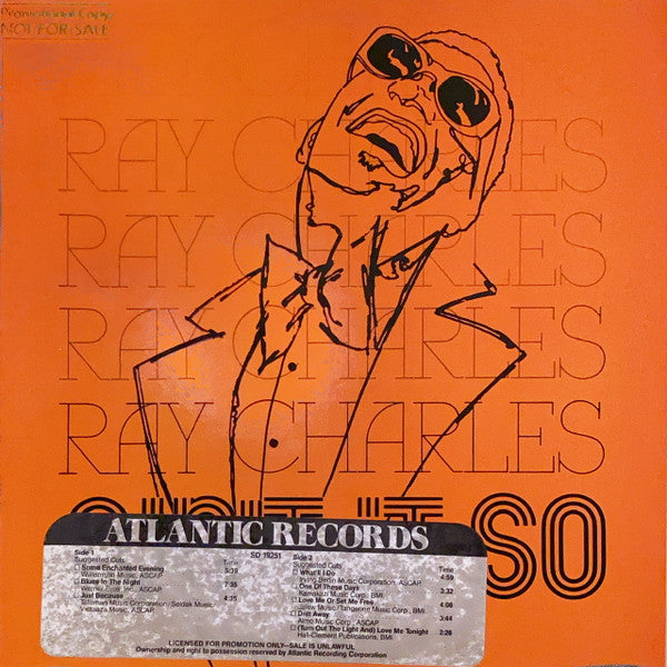 Ray Charles – Ain't It So - Mint- LP Record 1979 Atlantic USA Promo Vinyl - Soul