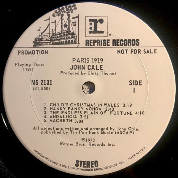 John Cale – Paris 1919 - VG+ LP Record 1973 Reprise USA White Label Promo Vinyl - Rock / Art Rock - Shuga Records