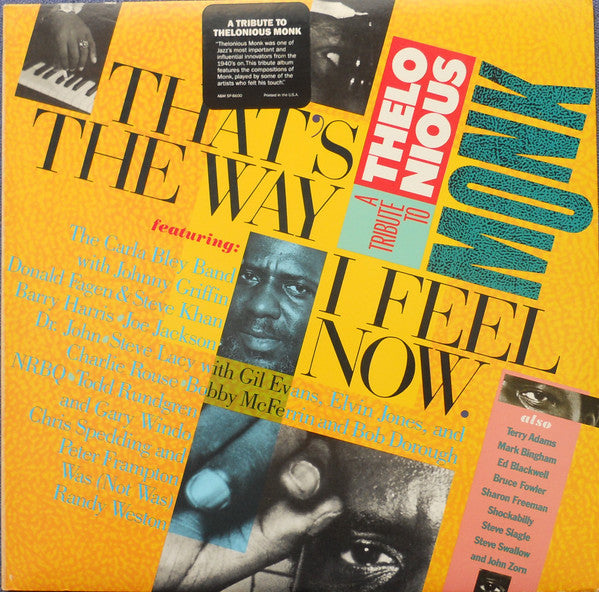 Various – That's The Way I Feel Now - A Tribute To Thelonious Monk - VG+ 1984 2 LP Record A&M USA Vinyl - Jazz / Post Bop / Bop - Shuga Records