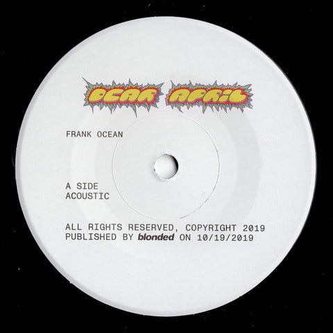 Frank Ocean – Dear April / Justice Remix - New 7" Single Record 2020 Blonded USA Vinyl - R&B
