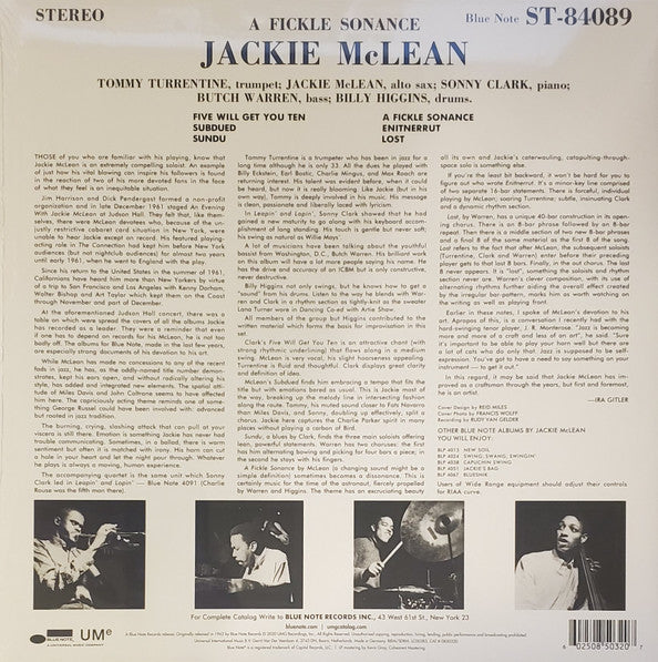 Jackie McLean ‎– A Fickle Sonance (1962) - New LP Record 2020 Blue Note Europe 180 gram Vinyl - Jazz / Hard Bop - Shuga Records