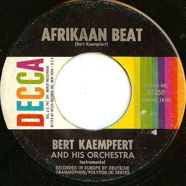 Bert Kaempfert And His Orchestra ‎– Afrikaan Beat Echo In The Night VG+ 7" Single 45rpm 1961 Decca USA - Jazz / Easy Listening