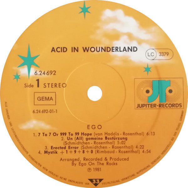Ego On The Rocks – Acid In Wounderland - Mint- LP Record 1981 Jupiter Germany Vinyl - Krautrock / Space Rock / Acid Rock - Shuga Records