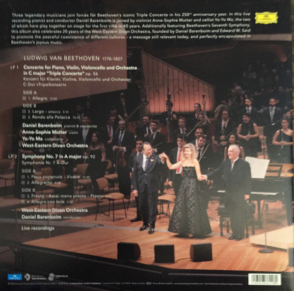 Anne-Sophie Mutter / Yo-Yo Ma / Daniel Barenboim - Beethoven: Triple Concerto & Symphony No. 7 - New 2 LP Record 2020 Deutsche Grammophon 180 Gram Vinyl - Classical