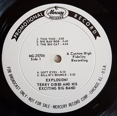 Terry Gibbs And His Exciting Big Band ‎– Explosion! - VG+ Lp Record 1962 Mercury USA Mono White Label Promo Vinyl - Jazz - Shuga Records