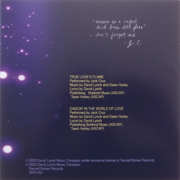 David Lynch & Jack Cruz - The Flame of Love - New 7" Single Record 2020 Sacred Bones Vinyl - Soundtrack