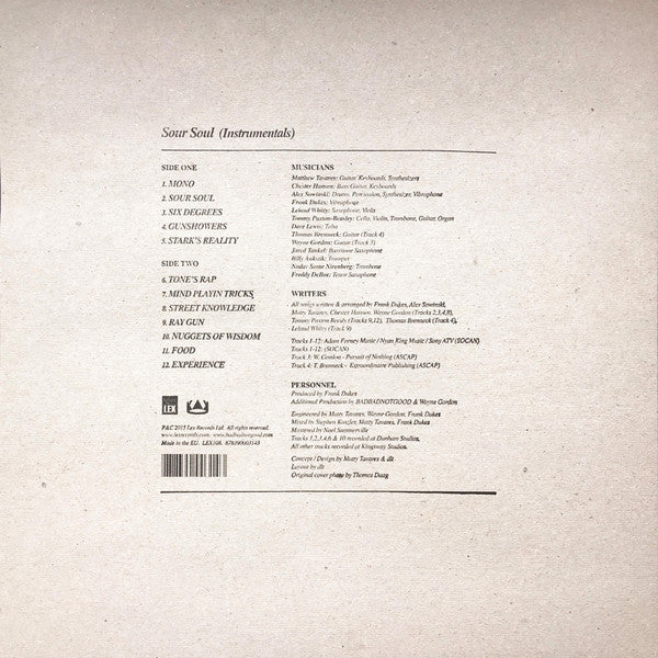 BadBadNotGood & Ghostface Killah - Sour Soul Instrumentals (2015) - New LP Record 2020 Lex Europe Import Vinyl - Hip Hop / Instrumental - Shuga Records