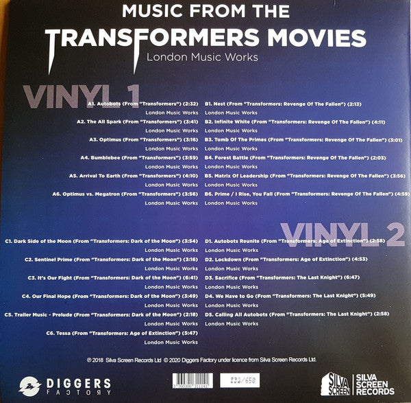 London Music Works ‎– Music From The Transformers Movies - New 2 LP Record 2020 Diggers Factory Europe Import Vinyl & Numbered - Soundtrack / Modern Classical - Shuga Records