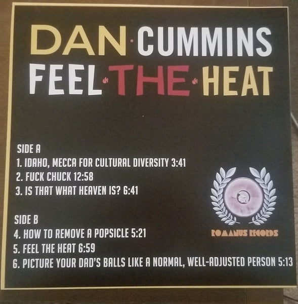 Dan Cummins ‎– Feel The Heat - New EP Record 2020 Romanus USA Clear w/Yellow, red, and black Splatter Vinyl - Comedy / Spoken Word - Shuga Records