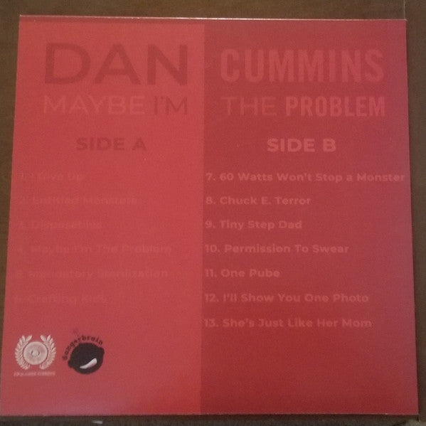 Dan Cummins ‎– Maybe I'm The Problem - New LP Record 2020 Romanus USA Clear w/ Black, red, white Splatter Vinyl - Comedy - Shuga Records
