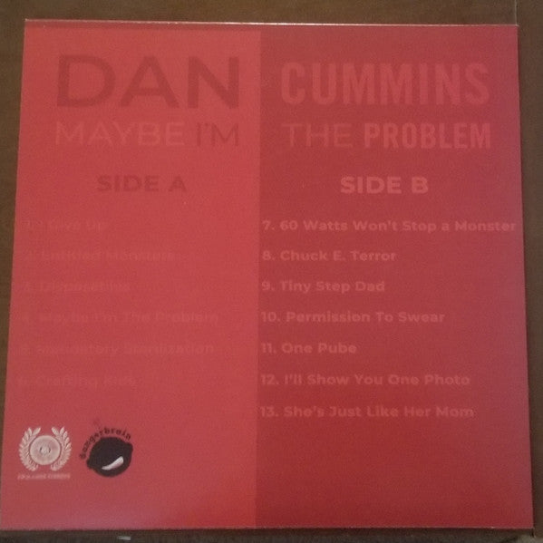 Dan Cummins ‎– Maybe I'm The Problem - New LP Record 2020 Romanus USA Clear w/ Black, red, white Splatter Vinyl - Comedy