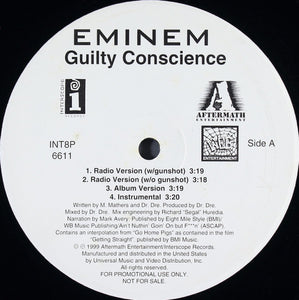 Eminem Featuring Dr. Dre – Guilty Conscience - VG+ 12" Single Record 1999 Interscope Aftermath USA Promo Vinyl - Hip Hop