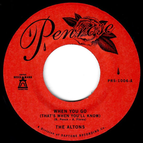 The Altons – When You Go (That's When You'll Know) / Over And Over - New 7" Single Record 2020 Penrose USA Vinyl - Soul / Funk - Shuga Records