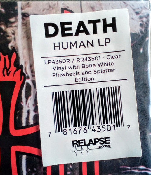 Death ‎– Human (1991) - New Lp Record 2020 Relapse USA Clear Vinyl with Pinwheels Splatter & Download - Technical Death Metal / Death Metal - Shuga Records