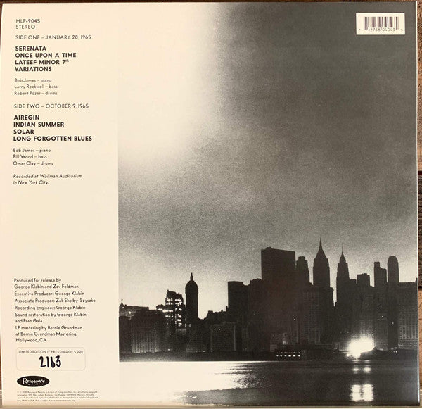 Bob James - Once Upon A Time: The Lost 1965 New York Studio Sessions - New LP Record Store Day 2020 Resonance 180 gram Vinyl, Booklet & Numbered - Jazz - Shuga Records