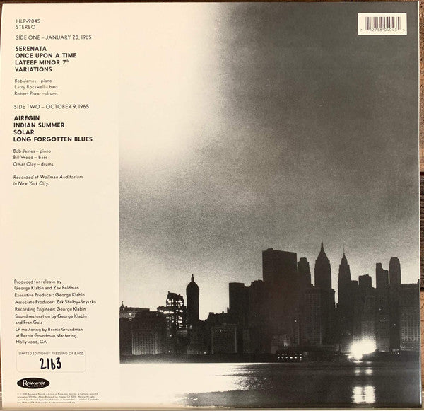 Bob James ‎– Once Upon A Time: The Lost 1965 New York Studio Sessions - New LP Record Store Day 2020 Resonance 180 Gram Numbered Vinyl - Jazz
