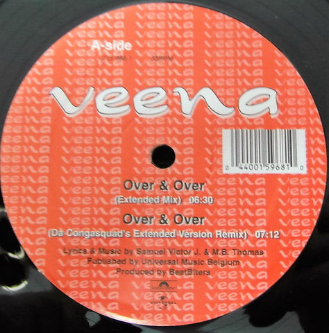Veena – Over & Over - Mint- Belgium Import - 12" Trance