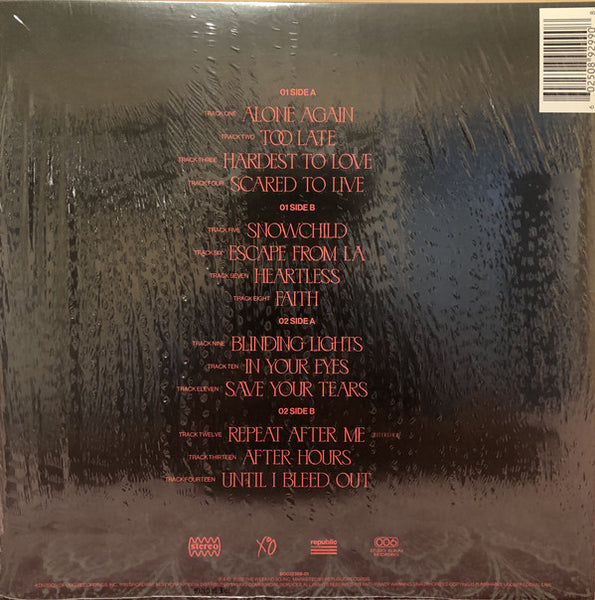 The Weeknd - After Hours - New 2 LP Record 2020 XO Republic USA Clear with Red Blood Splatter Vinyl - R&B / Hip Hop / Soul - Shuga Records
