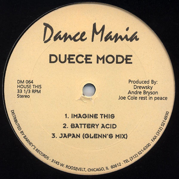 Duece Mode – Imagine This - VG+ 12' Single Record 1994 Dance Mania USA Vinyl - Chicago House / Techno - Shuga Records