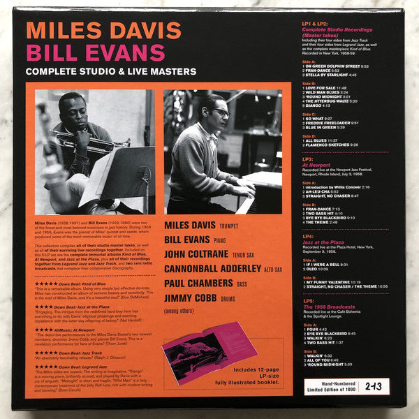 Miles Davis, Bill Evans ‎– Complete Studio & Live Masters - New 5 LP Record Store Day 2020 Jazz Track Europe Import Colored Vinyl & Numbered - Jazz