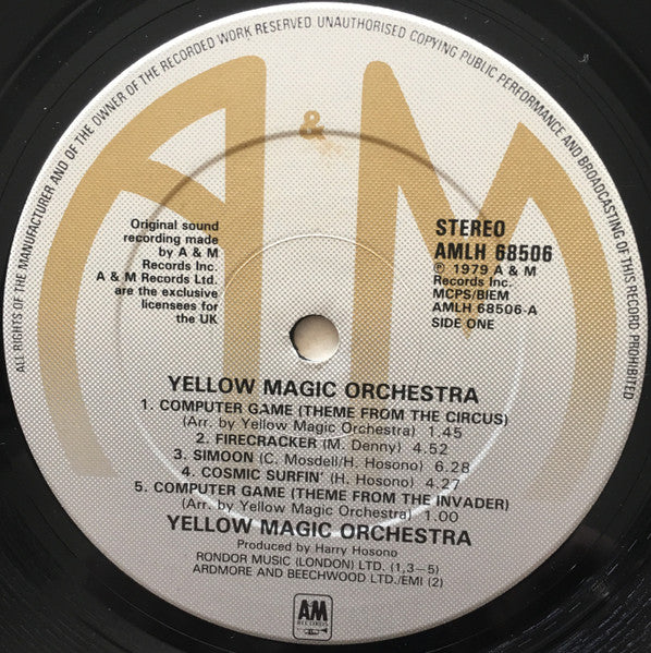 Yellow Magic Orchestra – Yellow Magic Orchestra (1978) - VG+ LP Record 1980 A&M Promo UK Vinyl - Electronic / Electro / Synth-pop