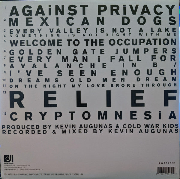 Cold War Kids ‎– Loyalty To Loyalty - Mint- 2 LP 10" Record 2012 Downtown Music USA - Indie Rock - Shuga Records