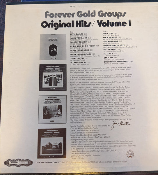Various – Forever Gold Groups / The Original Hits / Volume I - VG+ LP Record 1970s Forever USA Vinyl - Pop / Rock / Soul - Shuga Records