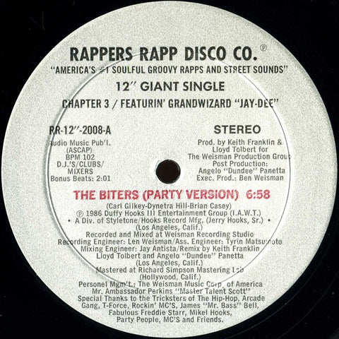Chapter 3 Featurin' Grandwizard "Jay-Dee" – The Biters - VG 12" Single Record 1986 Rappers Rapp USA Vinyl - Electro / Hip Hop