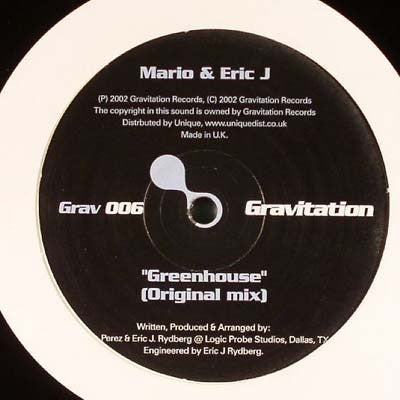 Mario & Eric J – Greenhouse - New 12" Single Record 2002 Gravitation Uk Vinyl - Deep House / Progressive Trance