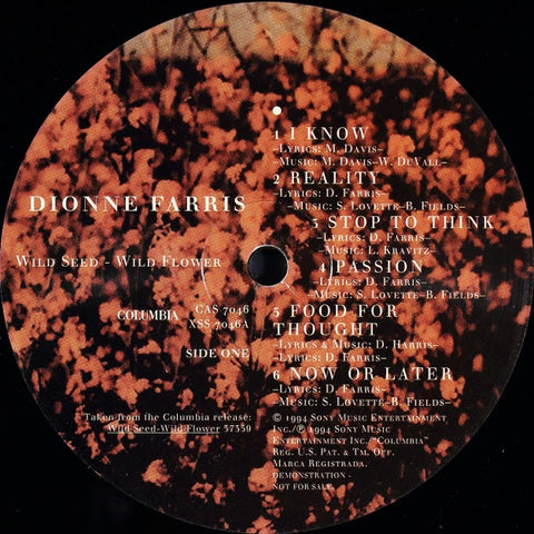 Dionne Farris – Wild Seed - Wild Flower - VG+ Promo LP Record 1994 Columbia Vinyl - Pop Rock / Neo Soul