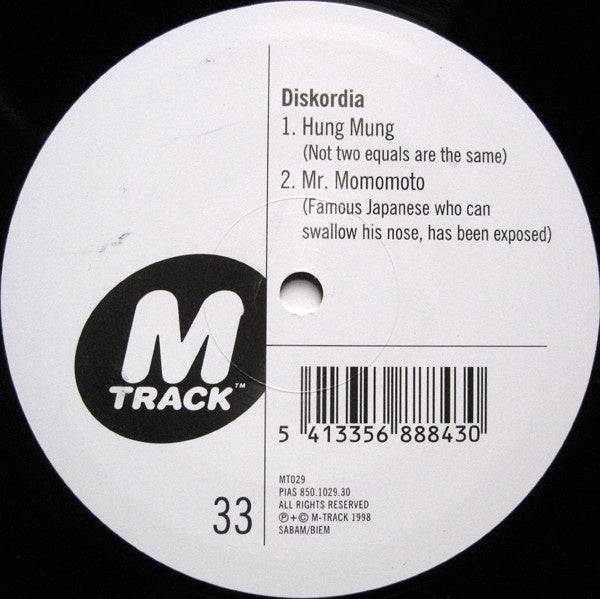 Diskordia – Hung Mung - New 12" Single Record 1998 M-Track Netherlands Vinyl - Techno