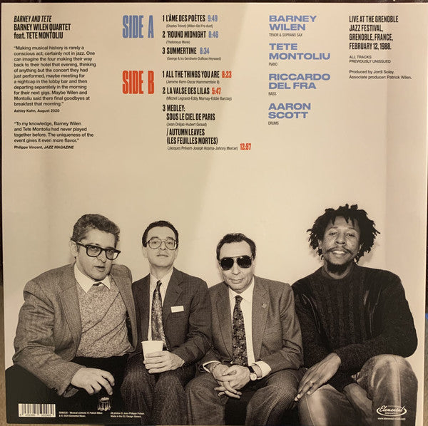 Barney Wilen Quartet, Tete Montoliu ‎– Barney and Tete Grenoble '88 - New LP Record Store Day Black Friday 2020 Elemental Europe Import 180 gram Vinyl - Jazz - Shuga Records
