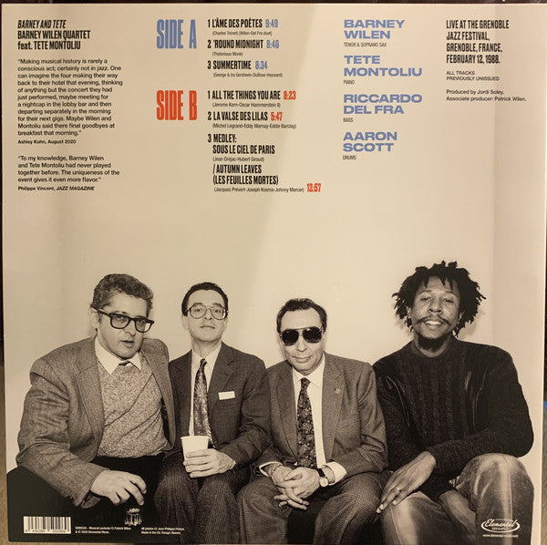 Barney Wilen Quartet, Tete Montoliu ‎– Barney and Tete Grenoble '88 - New LP Record Store Day Black Friday 2020 Elemental Europe Import 180 gram Vinyl - Jazz