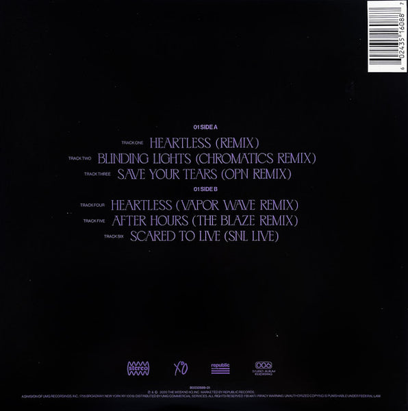 The Weeknd - After Hours (Remixes) - New LP Record Store Day Black Friday 2020 XO USA Purple Vinyl - R&B / Pop Rap