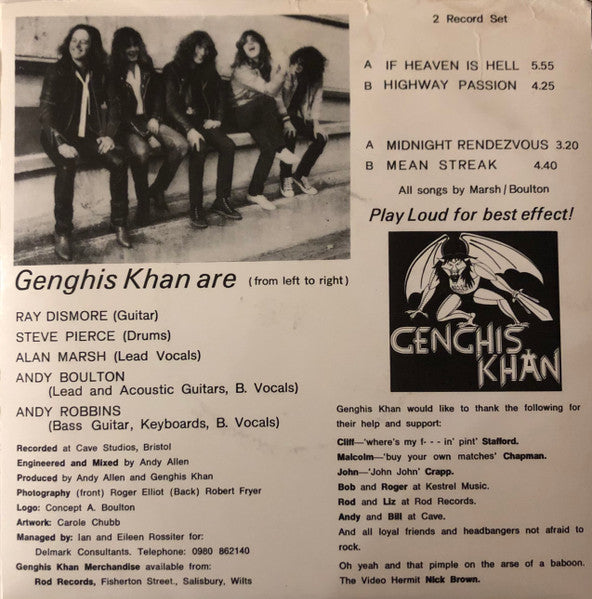Genghis Khan – Double Dealin - VG+ 2x 7" EP Record 1983 Self-released UK Vinyl - Heavy Metal - Shuga Records