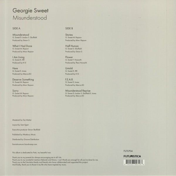 Georgie Sweet ‎– Misunderstood - New LP Record 2020 Futuristica Music UK Import Vinyl - Neo Soul / Soul / Broken Beat