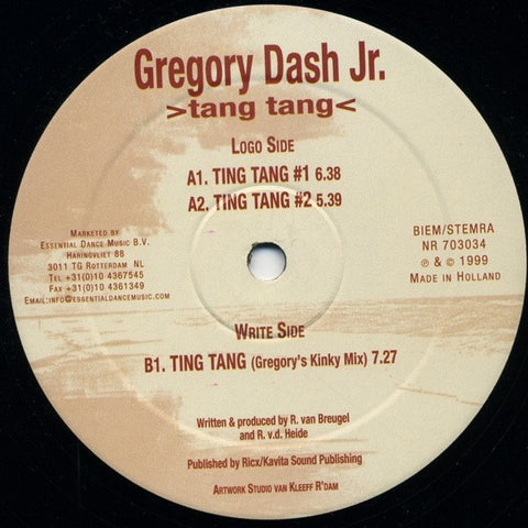 Gregory Dash Jr. – >Tang Tang< - New 12" Single Record 1999 Natural Netherlands Vinyl - Progressive House
