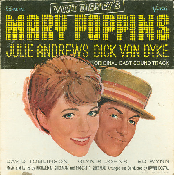 Walt Disney's - Mary Poppins (Original Cast Soundtrack) - VG+ 1964 (Original Press) USA - Soundtrack
