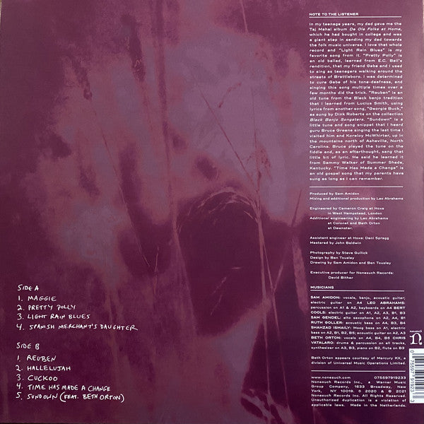 Sam Amidon ‎– Sam Amidon - New LP Record 2021 Nonesuch Europe Import Blueberry Vinyl - Folk / Bluegrass - Shuga Records