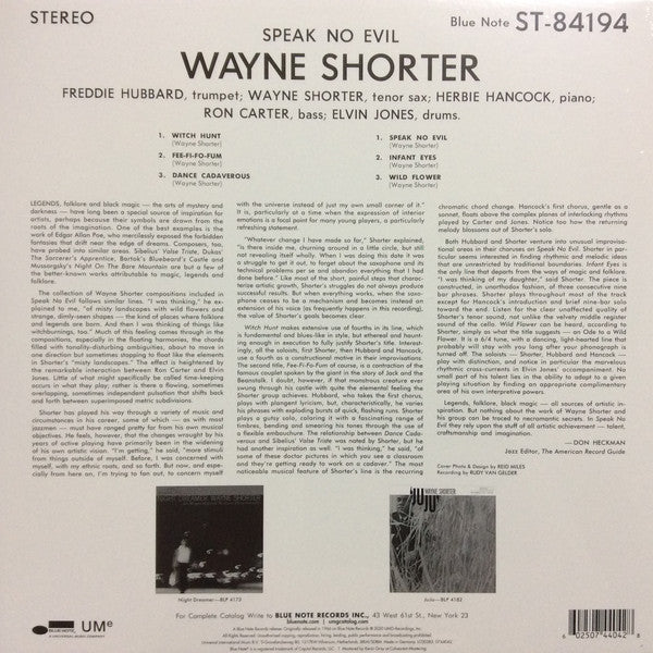Wayne Shorter ‎– Speak No Evil (1966) - New LP Record 2021 Blue Note 180 gram Vinyl - Jazz / Post Bop - Shuga Records