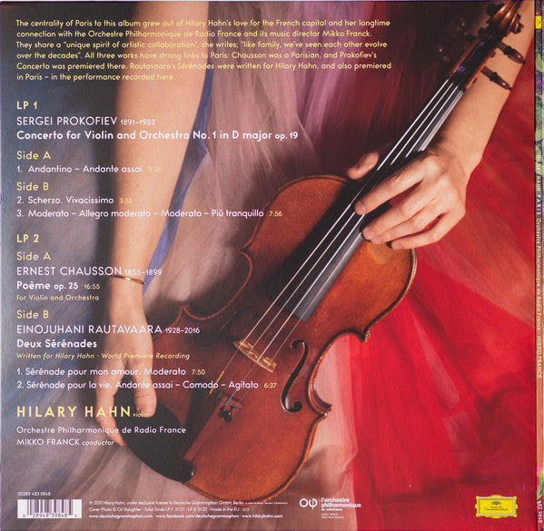 Hilary Hahn, Orchestre Philharmonique De Radio France, Mikko Franck ‎– Paris - Chausson ∙ Prokofiev ∙ Rautavaara- New 2 LP Record 2021 Deutsche Grammophon Europe Import 180 gram Vinyl - Classical - Shuga Records