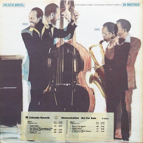 Heath Bros. + Brass Choir – In Motion - VG+ LP Record 1979 Columbia Promo Vinyl - Jazz