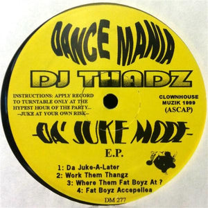 DJ Thadz – Da' Juke Mode E.P. - VG- (low grade) 12" Single Record 1994 Dance Mania USA Vinyl - Chicago House / Ghetto House / Juke