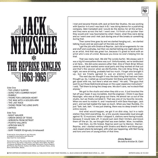 Jack Nitzsche ‎– The Reprise Singles 1963-1965 - New LP Record 2021 Hanky Panky Spain Import Vinyl - Surf / Lounge - Shuga Records