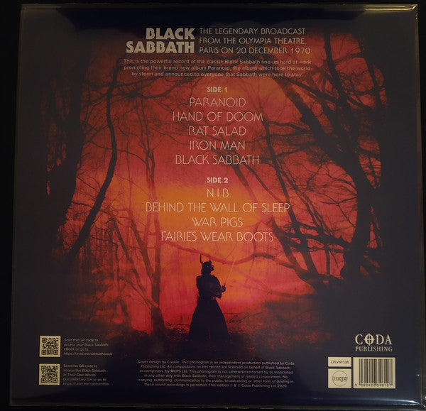 Black Sabbath ‎– The Paranoid Tour 1970 Coda Publishing UK Import Blood Red Vinyl - Heavy Metal - Shuga Records