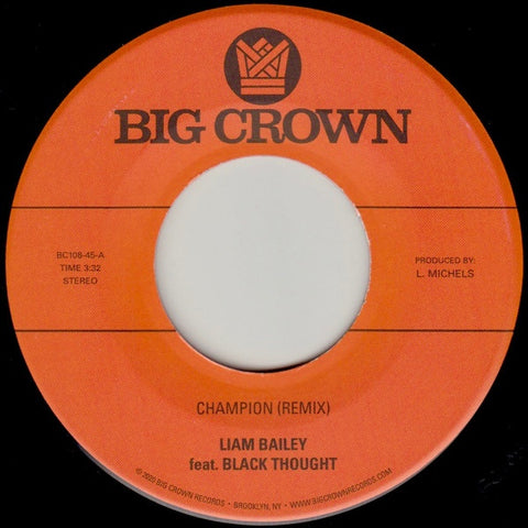 Liam Bailey – Champion (Remix) - New 7" Single Record 2021 Big Crown Vinyl -  Hip Hop / Reggae