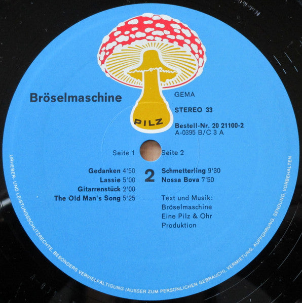 Bröselmaschine – Bröselmaschine - LP Record 1971 Pilz Germany Original Vinyl - Krautrock / Folk Rock
